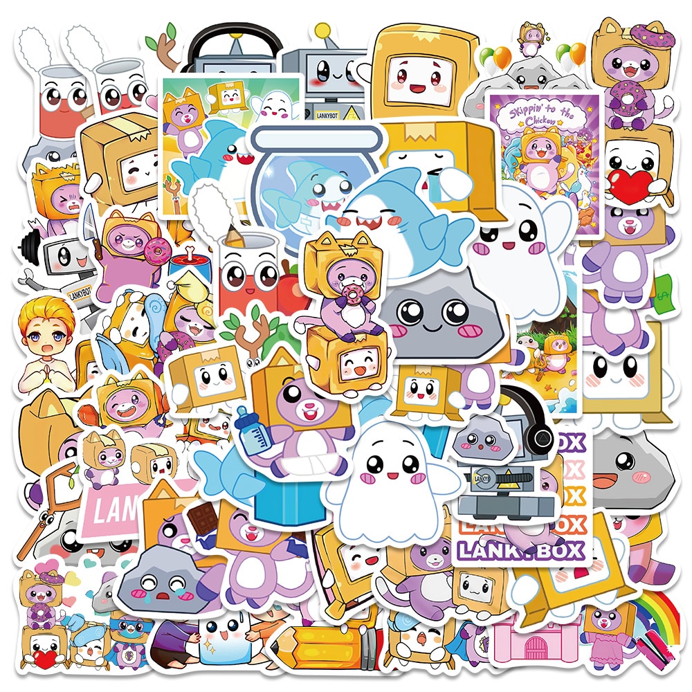 10 50Pcs Cartoon Lankybox Stickers Toys Graffiti Decals For Suitcase Laptop Guitar Skateboards Stickers Kids Toys - Lankybox Plush