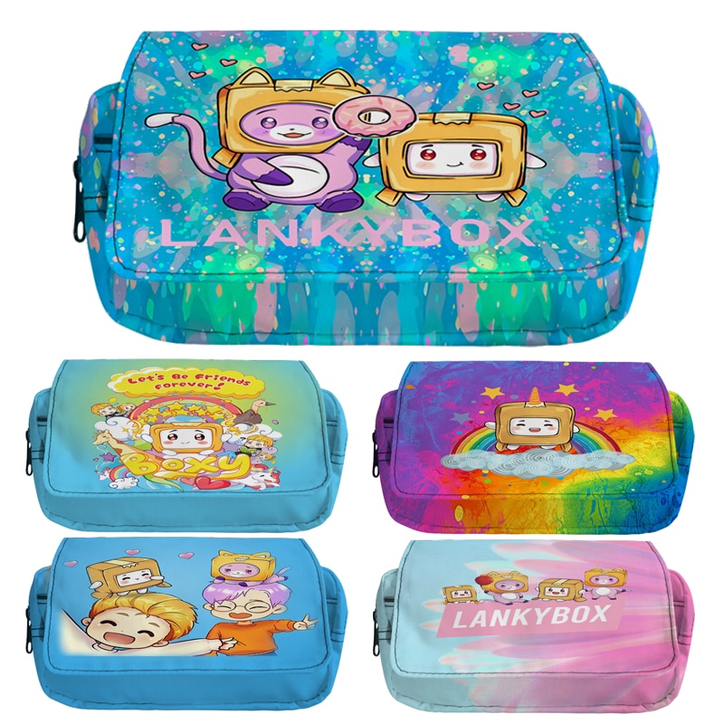 Cartoon Lankybox Pencil Case Cute Boy Girl Creative Pencil Cases Storage Kids Pen Bag Stationery - Lankybox Plush