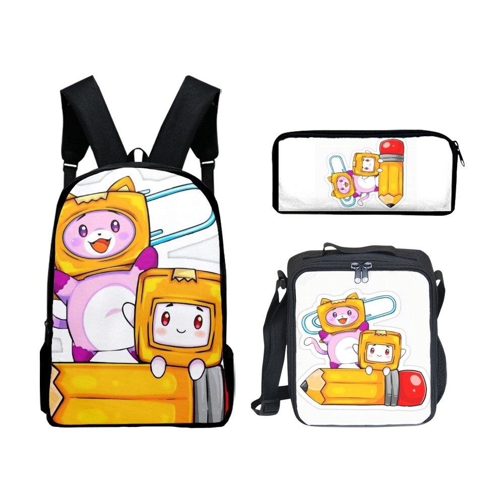 HOT Creative Fashion Classic Cool LankyBox 3D Print 3pcs Set pupil School Bags Laptop Daypack Backpack 3 - Lankybox Plush