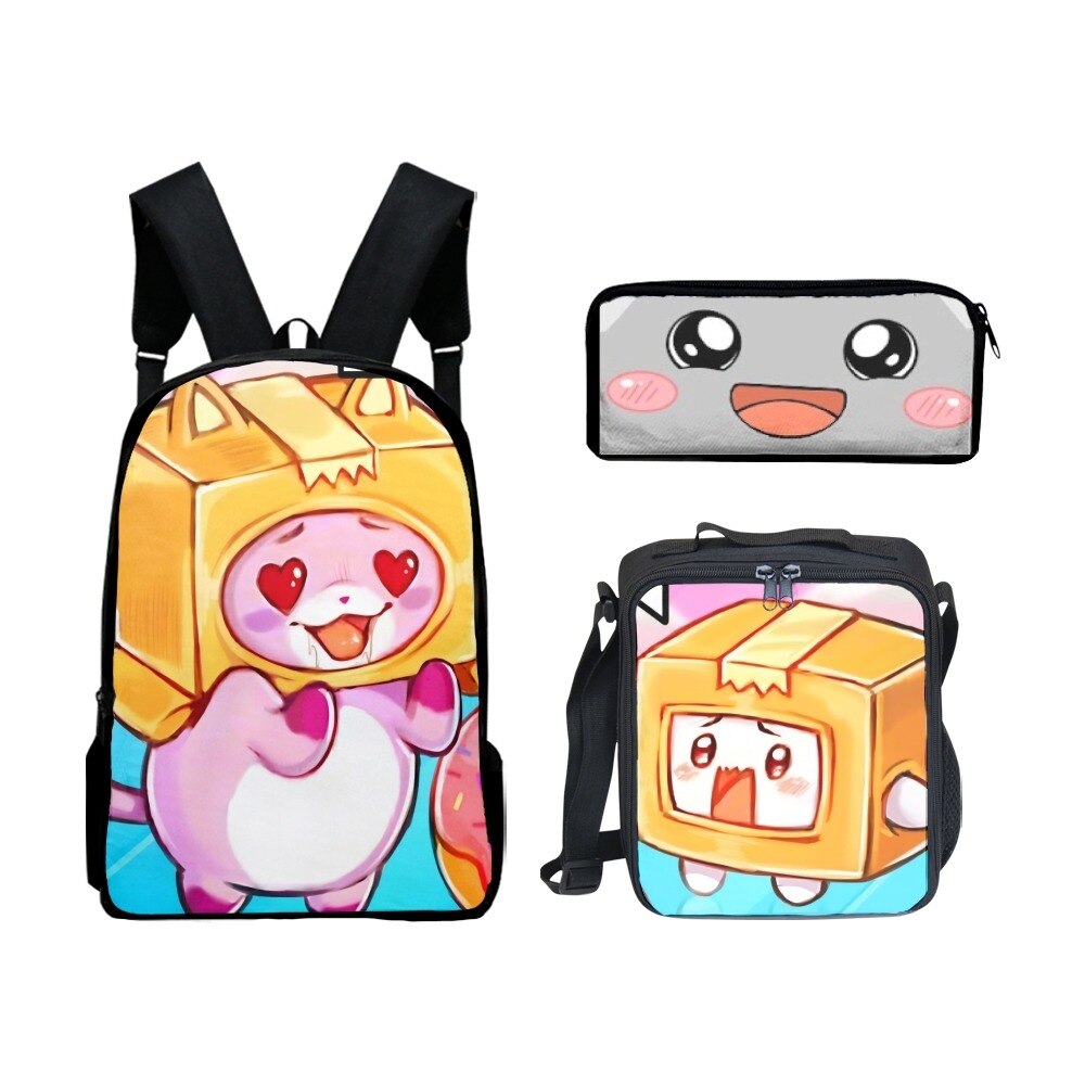 HOT Creative Fashion Classic Cool LankyBox 3D Print 3pcs Set pupil School Bags Laptop Daypack Backpack 4 - Lankybox Plush