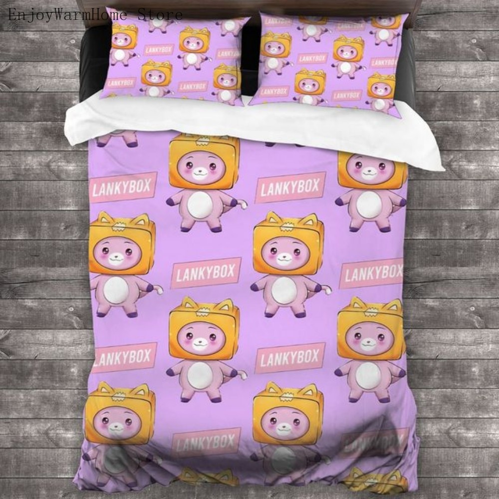 Lankybox Cartoon Cute Kawaii Bedding Set King Twin Double Bed Set Microfiber for Kids Child Duvet - Lankybox Plush