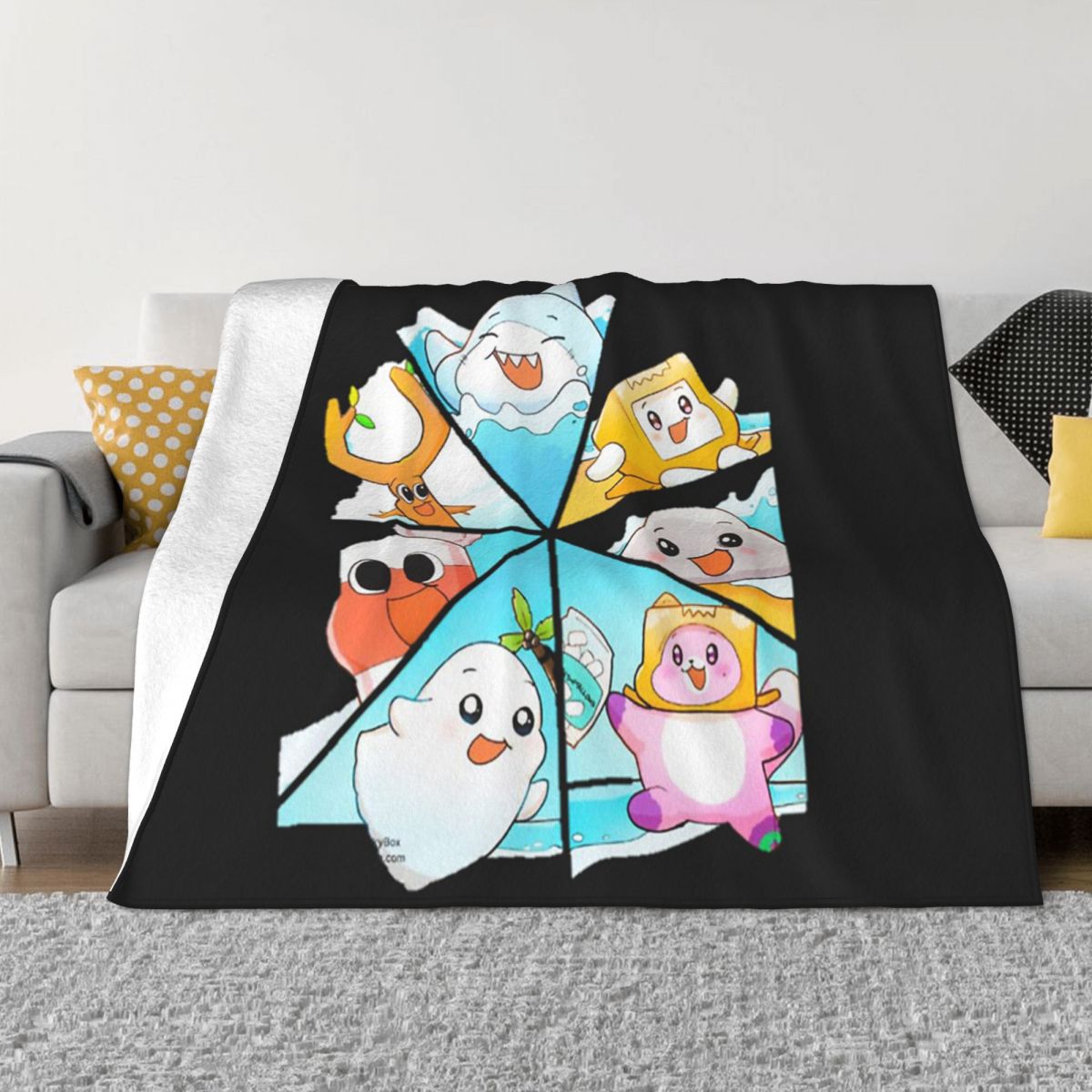 Lankybox Rocky And Foxy And Boxy Blankets Fleece Textile Decor Cartoon Warm Throw Blanket for Sofa - Lankybox Plush