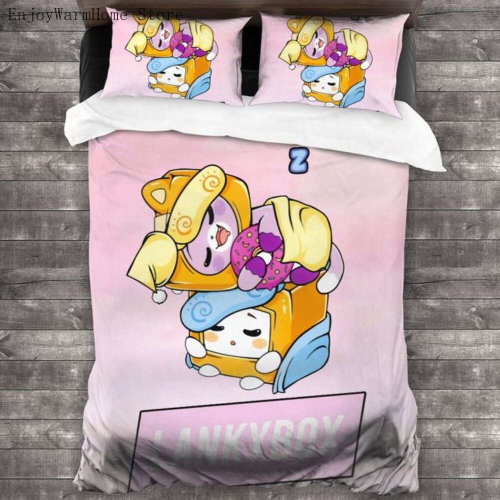 Lankybox Cartoon Cute Kawaii Bedding Set King Twin Double Bed Set Microfiber for Kids Child Duvet 1 - Lankybox Plush