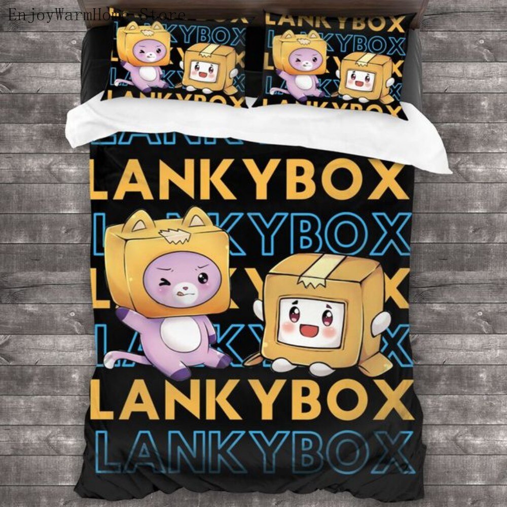 Lankybox Cartoon Cute Kawaii Bedding Set King Twin Double Bed Set Microfiber for Kids Child Duvet - Lankybox Plush