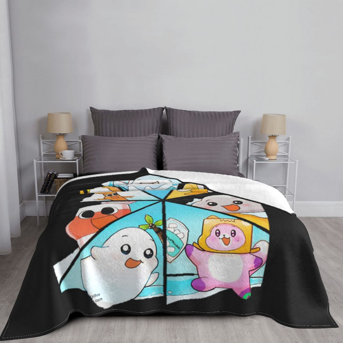 Lankybox Rocky And Foxy And Boxy Blankets Fleece Textile Decor Cartoon Warm Throw Blanket for Sofa 1 - Lankybox Plush