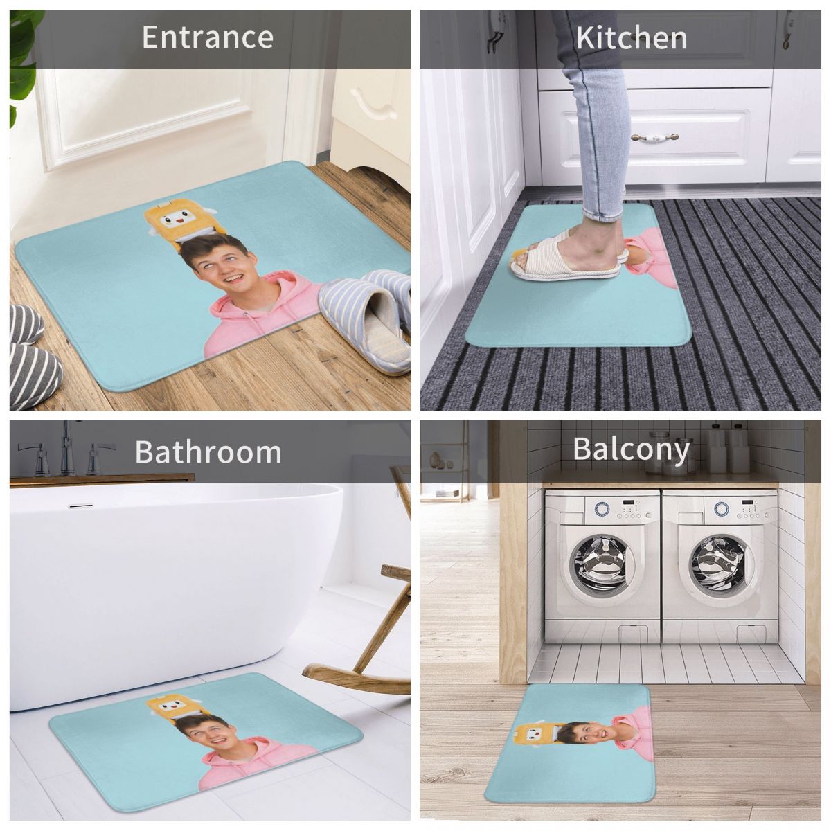 Lankybox Square Box Doll Stuffed Toy Non slip Doormat Square Doll Living Room Kitchen Mat Welcome 3 - Lankybox Plush